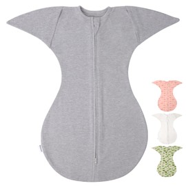 Knirose Swaddling Sack Baby Transition Sleeping Bag with Anti-Scare Function, Arms High Position, Baby Sleeping Bag with Double Zip for Easy Nappy Changing (Grey, 3-6 Months)