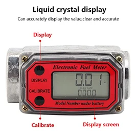 Electronic Turbine Flow Meter, Fuel Flow Meter for Petrol Kerosene, with Digital LCD Display, 1 Inch FNPT Inlet/Outlet (Red LLW-25)