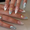 3D Star Pearl Press on Nails with French Tip False