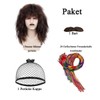 TOMIGO Brown Men's Wig with Beard and Friendship Bracelets for