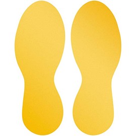 Durable Floor Stickers Footprint Removable 90 mm x 0.2 mm x 240 mm 5 Pairs Yellow 104704