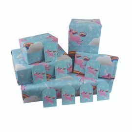 Unicorns and Rainbows Wrapping Paper Sheets x 5, plus 8 Gift Tags - 100% Recyclable - Eco Friendly Gift Wrap - Mystical Wrapping Paper - Birthday Wrapping Paper For Girls