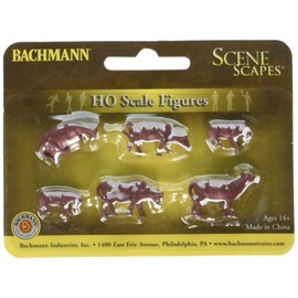 Bachmann Trains - FIGURES - COWS - BROWN & WHITE (6pcs/pk) - HO Scale