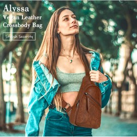 ALYSSA Large Sling Bag for Women Faux Leather Crossbody Fanny Pack Purse Backpack Trendy Cross Body Purses, Hibiscus