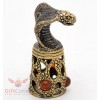 Solid Brass Amber Thimble with Cobra Snake as a lid