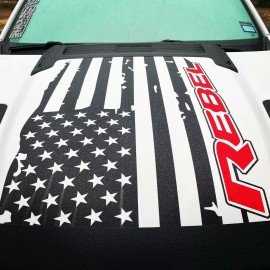 Oracal American Flag Hood Vinyl Vehicle Graphic Compatible with Dodge Ram Rebel