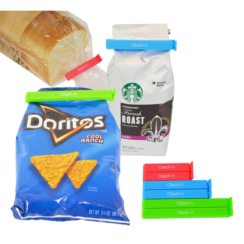 Clinch-It - Cierre Cuadrado para Bolsa, Multicolor, Paquete de 4,