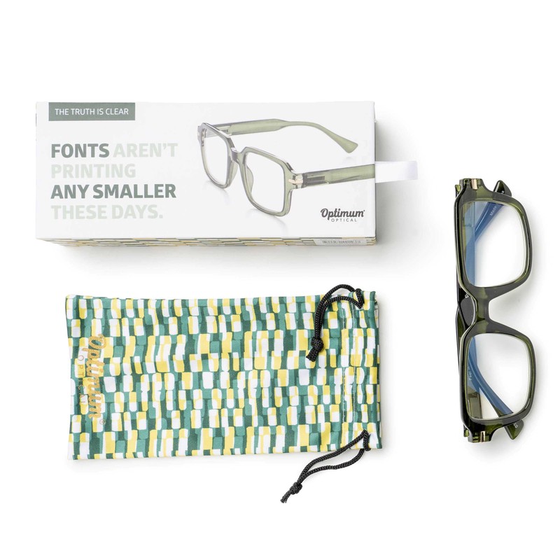 OPTIMUM OPTICAL Blue Light Filtering Scratch-Resistant Lens Rectangular Frame Magnifying