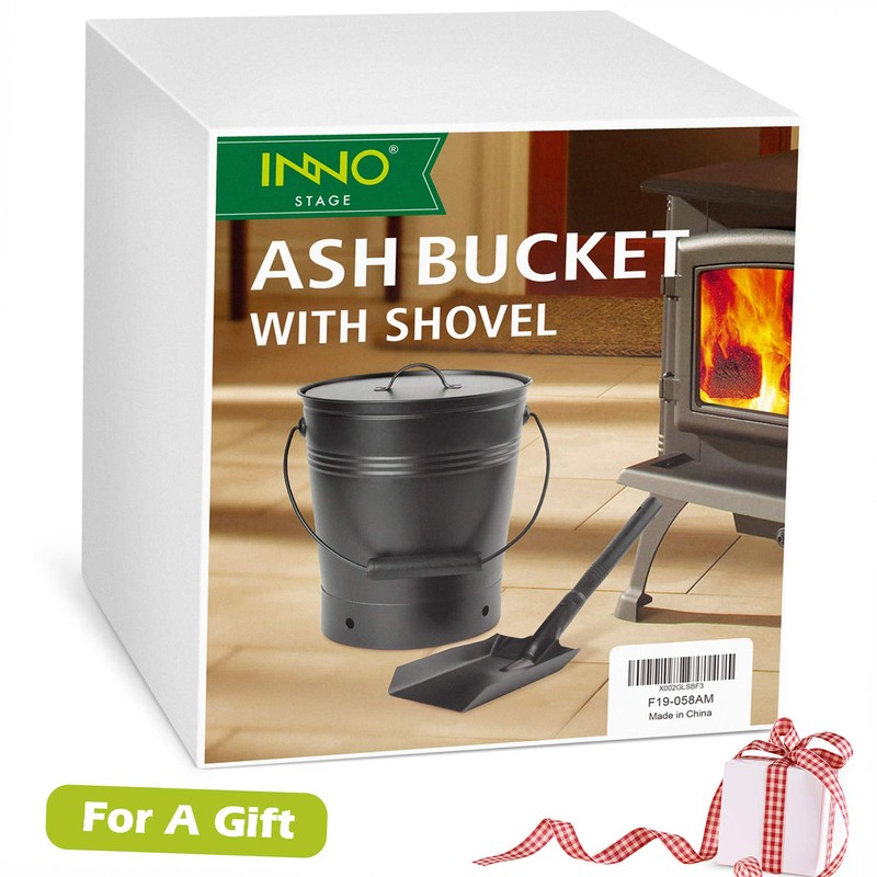 INNO STAGE Ash Bucket with Lid and Wood Handle Coal