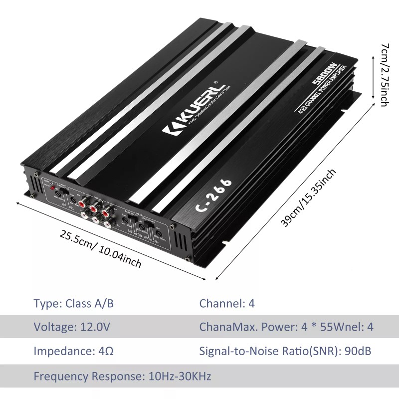 KUERL 5800W 12V Car Amplifier Powerful Stereo Audio Power 4
