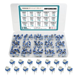 WMYCONGCONG 150 Pcs Variable Resistors 15 Values x 10 Pieces 100Ω - 2MΩ 0.2 inch (6 mm) Trimmer Potentiometer Precision Semi-Fixed Resistor Semi-Fixed Volume Adjustable Assortment Kit 100Ω - 2MΩ