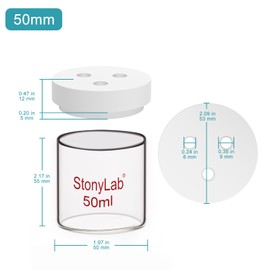 stonylab Single Chamber Electrolysis Cell, Unsealed, Simple Three Electrode Reaction Cell, Electrochemical Cell Kit Reactor Electrolyser with PTFE Lid, Without Electrode, 50 ml