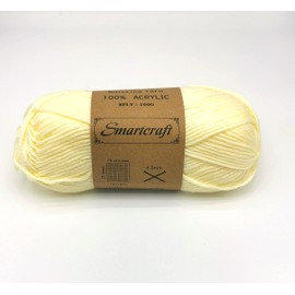 Smartcarft Super Soft Glossy Knitting Yarn 100g 8ply Acrylic Baby Wool (Cream)