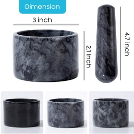 Fasolahome Pill Crusher, 3 inch Pill Crusher Grinder Fine Powder, Large Marble and Pestle Set, Arthritic Hands Pill Grinder