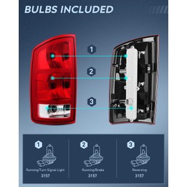 Nilight Taillight Assembly Compatible with 2002 2003 2004 2005 2006 Dodge Ram 1500 2500 3500 Rear Lamp Replacement OE Style Driver Side