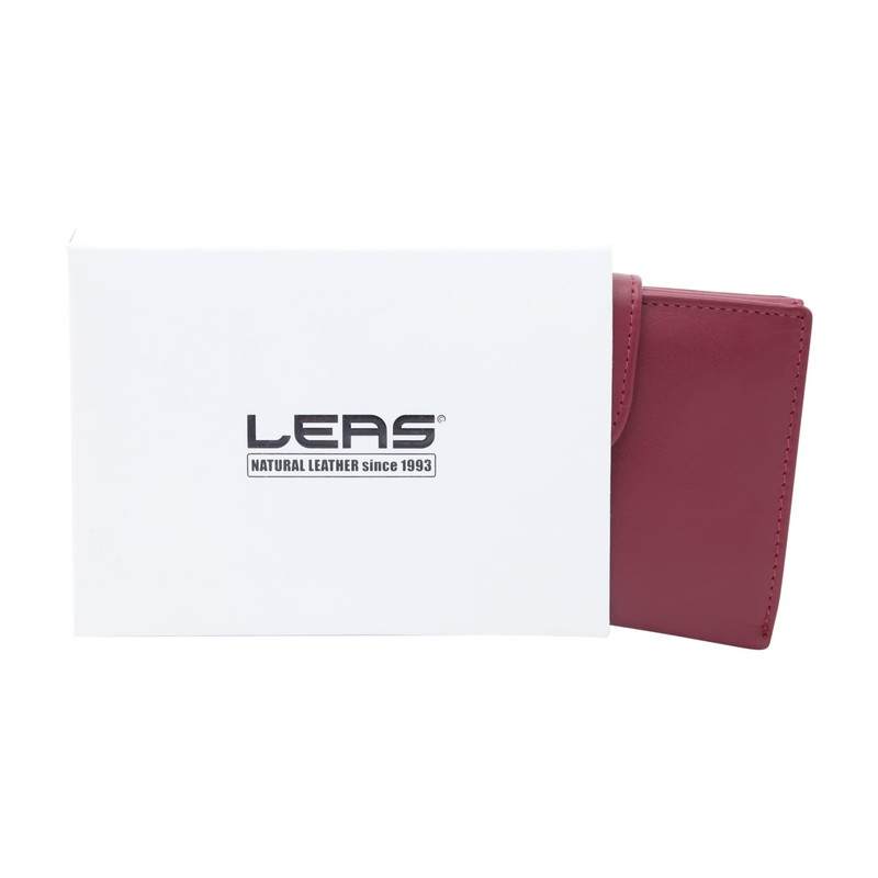 Wallet with outside lock LEAS, Genuine Leather, red - ''LEAS