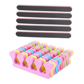 PACKOVE 55Pcs Nail Accessory Toe Nail Divider with Nail File Flexible Nail Beauty Separator for Pedicure Random Color Toe Separators for Nail Art and Manicure