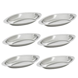TrueCraftware- 8 oz Stainless Steel Oval Au Gratin Dish Set of 6-0.63mm Thickness Casserole Dish Banana Split Bowls Single Serving Casserole Dishes Small Individual Gratin Dish Serving Dish Pan