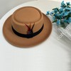 Cotilafi Classic Pork Pie Hat with Feathers Flat Top Fedora,