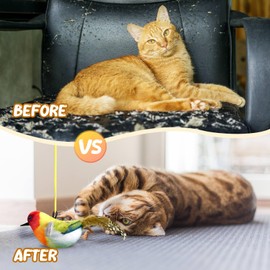 RattanView 5 Pcs Interactive Bird Simulation Toy for Cat with Catnip for Indoor Cats, with Chirping Birds Real Electronic Squeaky Sound and Feather for Indoor Kitty Exercise