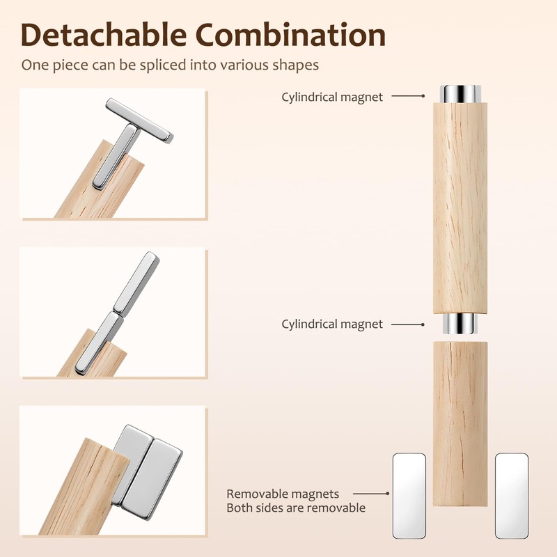 3 Pcs Cat Eye Magnet for Nails, Wooden Handle Magnet,