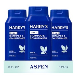 Harry's Men's 2 in 1 Shampoo and Conditioner for All Hair Types - Original Aspen Scent - (3 Pack) 14 fl oz - No Parabens or Sulfates