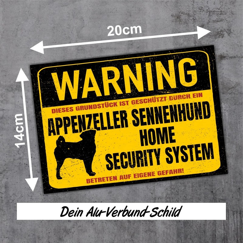 Appenzeller Mountain Dog Sign Warning Security System Door Sign Dog