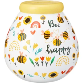 Pot of Dreams Hand Painted Bee Happy Kids Save And Smash Handcrafted Ceramic Money Box | Eco Freindly & Recyclable Piggy Bank | Perfect Decorative Gift and Save for New Toys & Video Games