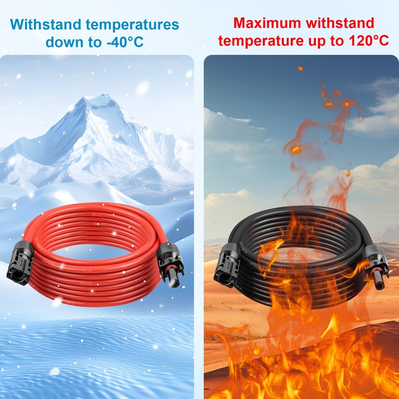 MOOKEERF Solar Panel Extension Cable - 10AWG 20FT Solar Wire