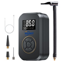 IIRUNT Tire Inflator Portable Air Compressor 130 PSI Air Pump with Tire Pressure Gauge Auto-Off Air Pump with LED Light for Car Tires, Bicycle, Bike, Motorcycle and More