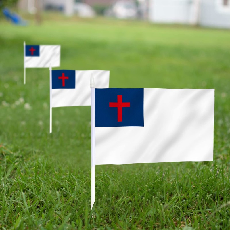 Anley Christian Mini Flag 12 Pack - Hand Held Small