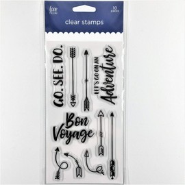 Love Nicole Clear Stamp Set Arrows Adventure Bon Voyage Go See Do Travel Phrase