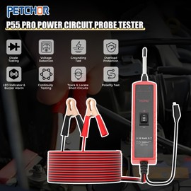 PETCHOR Power Circuit Probe Tester, 6V-30V DC Test Light Car Fuse Tester Tool, P55 Pro Circuit Tester Probe with LED Light, Short Finder, Polarity Detector & Overload Protected