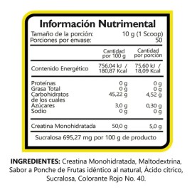 Bhp Ultra Creatina Monohidratada 500 Gr 100 Servicios Sabor Ponche                                                                                    