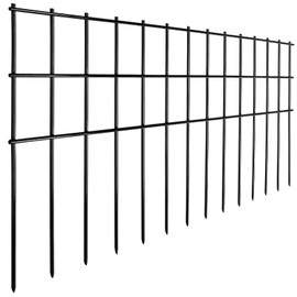 Getlay Animal Barrier Fence 25ft(L) x15in(H),10Pack Black No Dig Fence,Anti-Rust Metal Fence for Dog Rabbit,Underground Decorative Garden Fencing, Dog Digging Deterrent for Outdoor Yard Patio