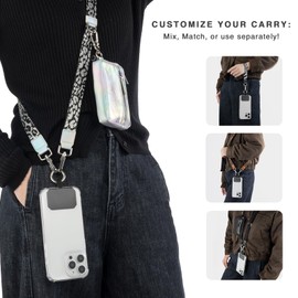 Vulkitty Phone Strap Crossbody with Purse, Clip and Go Lanyard for Cellphone with Wallet, Girl Phone Strap with Zippered Pouch, Adjustable and Removable Cellphone Neck Lanyard or Wristlet, Zebra