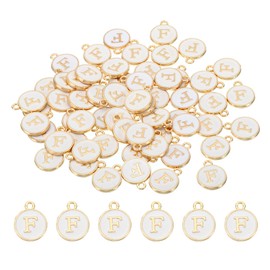 PATIKIL Letter Charm F, 60Pcs Double Sided Alphabet Initial Charm Pendants Beads Enamel Charm for Bracelet Necklace Earring DIY Jewelry Making, White