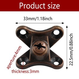 AUXBC 10PCS Detachable Corner Brace, Removable Zinc Alloy Corner Brace, Butterfly Corner Brace, Right Angle Shelf Support L Bracket 90 Degree Corner Fastener, Red Bronze