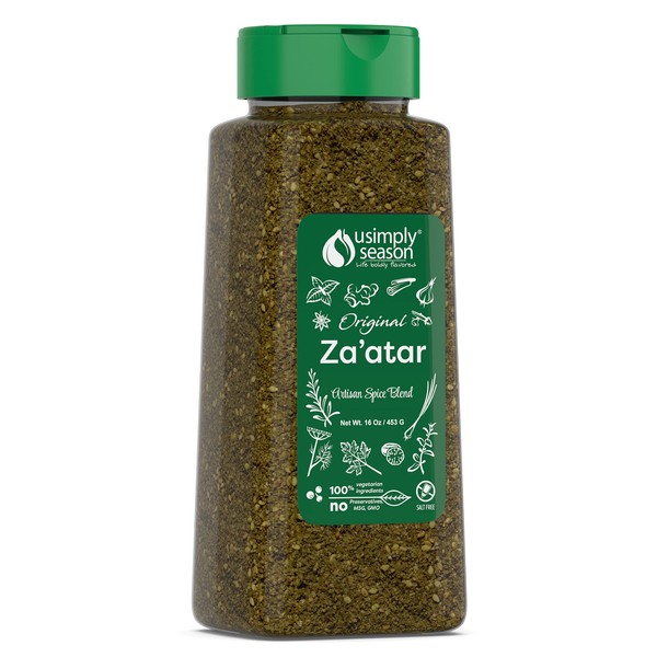 USimplySeason Original Zaatar Spice (16 oz) - Traditional Mediterranean Blend for Rich Flavors, Ideal for Pitas, Salads, and Roasts - No Salt, Vegan, Non-GMO, Made in USA