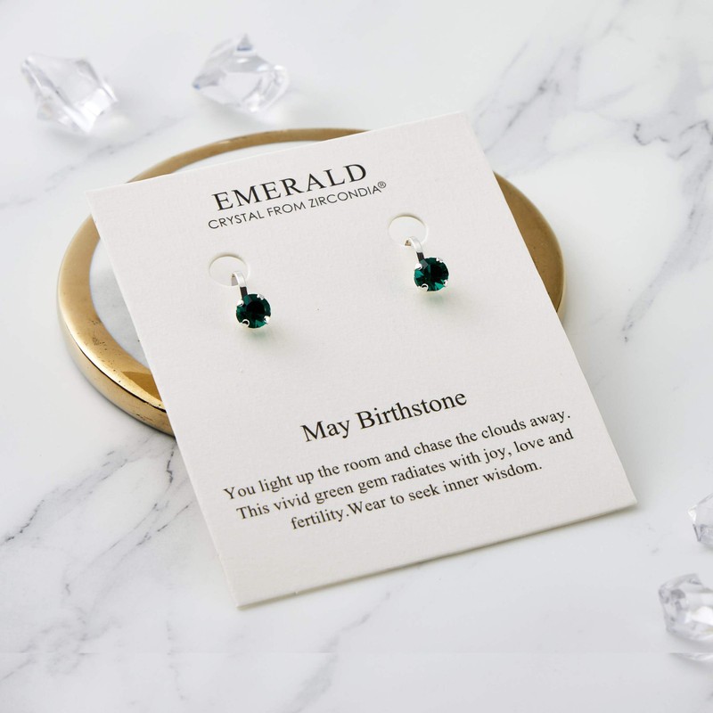 Philip Jones May (Emerald) Birthstone Clip On Earrings Created with