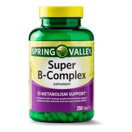 Spring V Complejo B + Vitamina B1 B2 B6 B12 Acido Folico 250 Sin Sabor