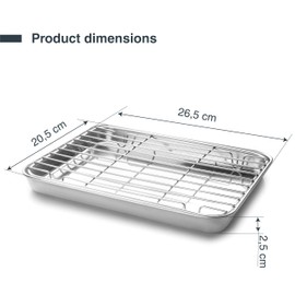 Lacor - 15566 Essential Rack Tray, Stainless Steel, High Thermal Conductivity, Oven-Safe, Freezer Safe, 26.5 x 20.5 x 2.5 cm