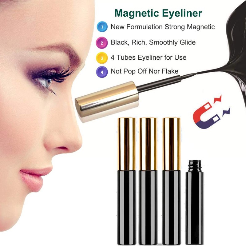DAODER Magnetic Eyelashes with 4 Tubes Eyeliner Kit Long Magnetic