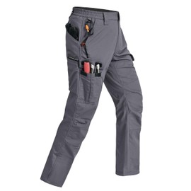 Rapoo Cargo Pants for Men Work Hiking Tactical Military Casual Pants for Men with Multi Pockets Water Resistant Mens Ripstop Construction Breathable Pants Grey 30Wx32L