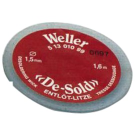 Weller De-sold Desoldering Braid on Spool, Width 2.0 mm, Length 1.6 m T0051301199 (Soldering Braid Wick)