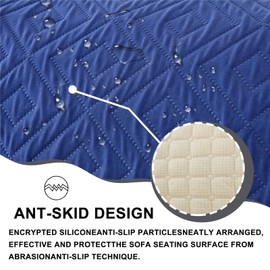 GYHH Armrest Covers, Armrest Protector, Sofa Armrest Headrest Cover for Armchair, Armrest Cover, Armchair Cover, Non-Slip, Quilted Furniture Protection (Navy, 1-Seater Lounger, Pack of 3)