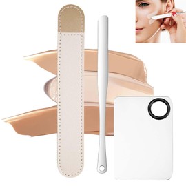 Spatula Makeup Set of 3 Spatula Cosmetics Tool + Stainless Steel Palette Cosmetics Makeup Spatula Foundation, Eye Shadow and Lipstick DIY Foundation Craft