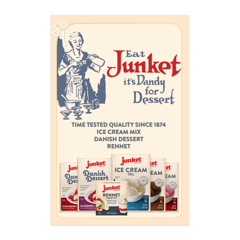 Junket Strawberry Ice Cream Mix: Makes 6 Quarts Old Fashioned