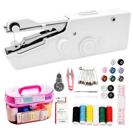 Handheld Sewing Machine, Hand Held Sewing Machine for Adults Beginners, Mini Portable Sewing Machines for Fabric, Clothes, Home and Travel (white)