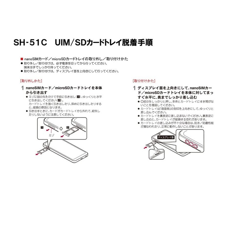 NTT DOCOMO SH-51C UIM SD Card Tray, Black